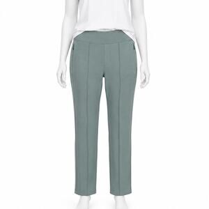 Athleta Eastbound Straight Pants Size 4 Green Tencel Pull On Zip Pockets